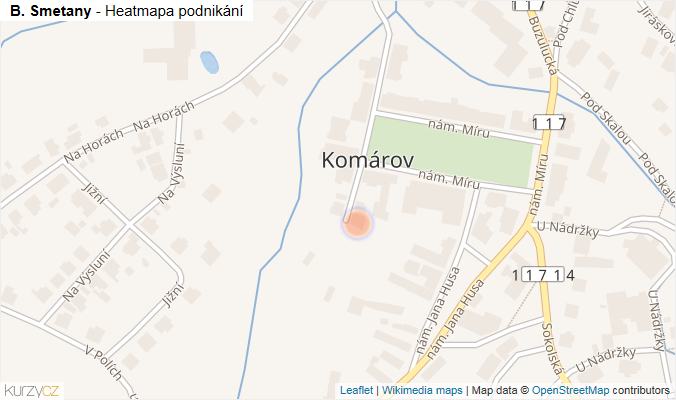 Mapa B. Smetany - Firmy v ulici.
