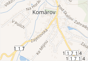 Zaječovská v obci Komárov - mapa ulice