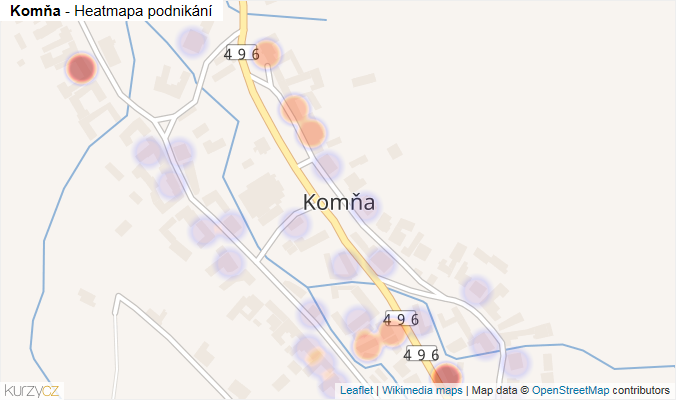 Mapa Komňa - Firmy v části obce.