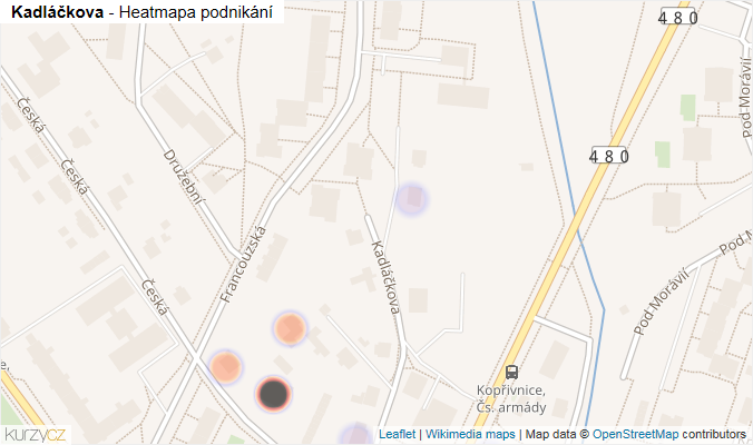 Mapa Kadláčkova - Firmy v ulici.