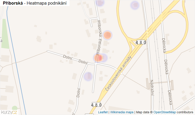 Mapa Příborská - Firmy v ulici.