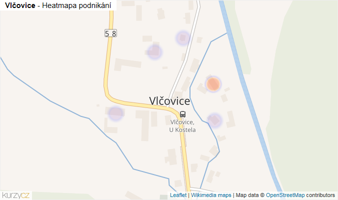 Mapa Vlčovice - Firmy v části obce.