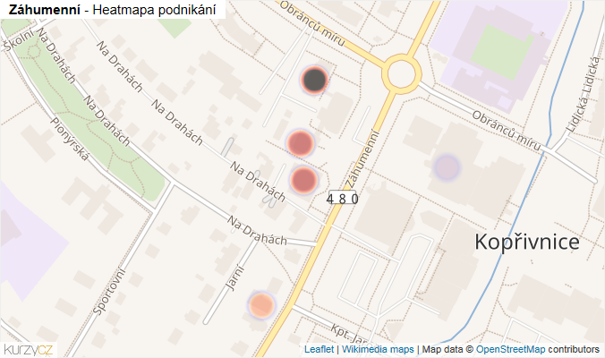 Mapa Záhumenní - Firmy v ulici.