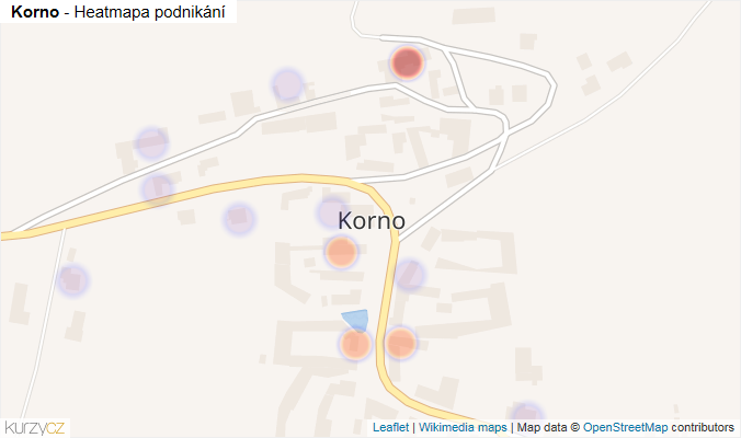 Mapa Korno - Firmy v části obce.