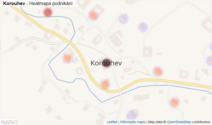 Mapa Korouhev - Firmy v části obce.