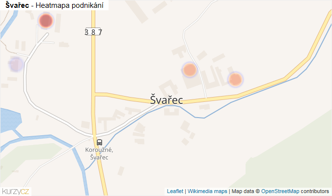 Mapa Švařec - Firmy v části obce.