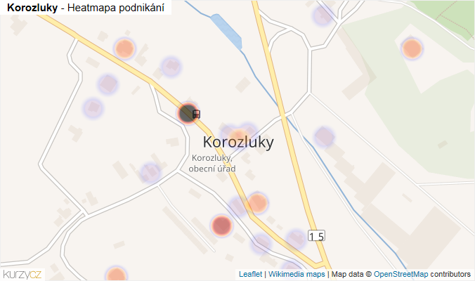 Mapa Korozluky - Firmy v části obce.