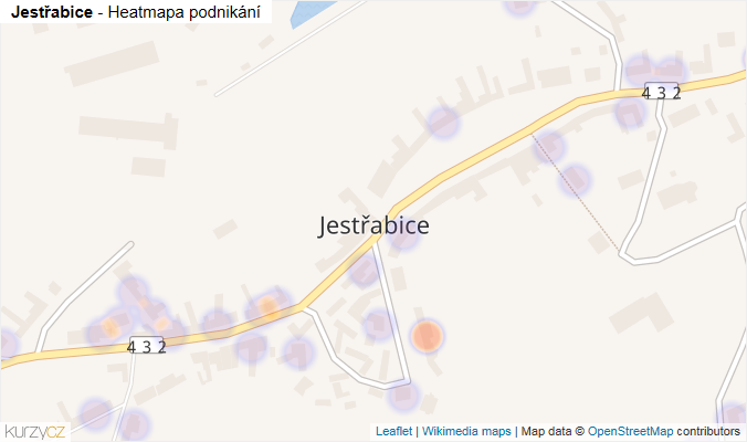 Mapa Jestřabice - Firmy v části obce.