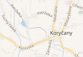 Potoky v obci Koryčany - mapa ulice