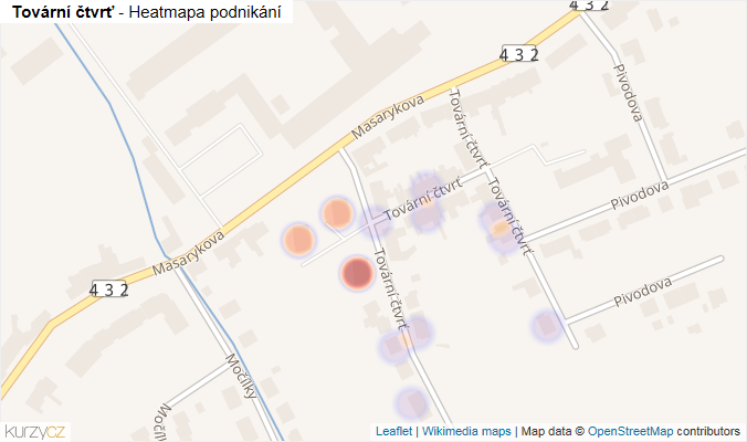 Mapa Tovární čtvrť - Firmy v ulici.