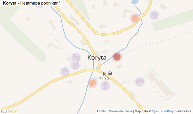 Mapa Koryta - Firmy v části obce.