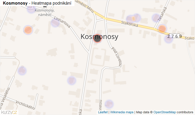 Mapa Kosmonosy - Firmy v části obce.