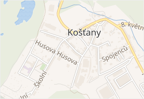 Nerudova v obci Košťany - mapa ulice