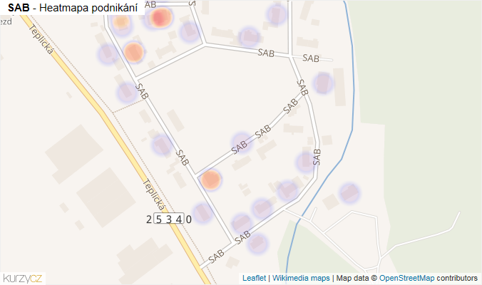 Mapa SAB - Firmy v ulici.