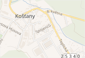 Spojenců v obci Košťany - mapa ulice