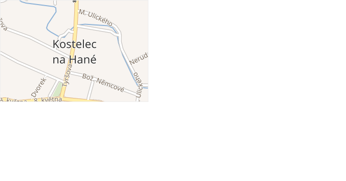 Bož. Němcové v obci Kostelec na Hané - mapa ulice