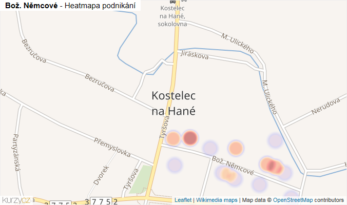 Mapa Bož. Němcové - Firmy v ulici.