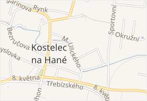 M. Ulického v obci Kostelec na Hané - mapa ulice