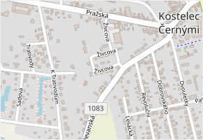 Živcova v obci Kostelec nad Černými lesy - mapa ulice