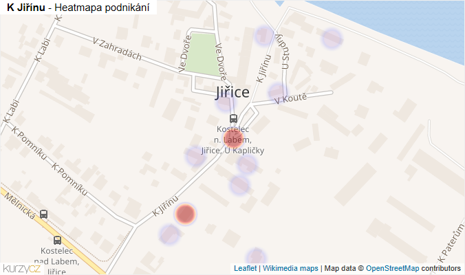 Mapa K Jiřínu - Firmy v ulici.