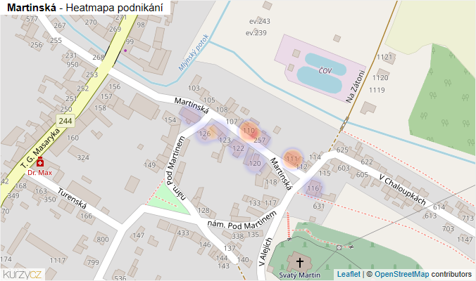 Mapa Martinská - Firmy v ulici.
