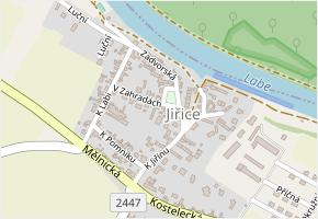 V Uličce v obci Kostelec nad Labem - mapa ulice