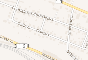 Gallova v obci Kostelec nad Orlicí - mapa ulice