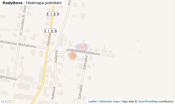 Mapa Kodytkova - Firmy v ulici.