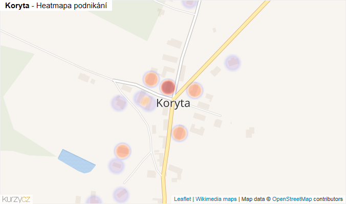 Mapa Koryta - Firmy v části obce.