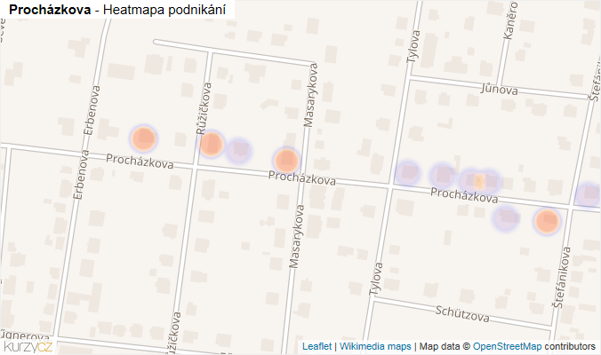 Mapa Procházkova - Firmy v ulici.