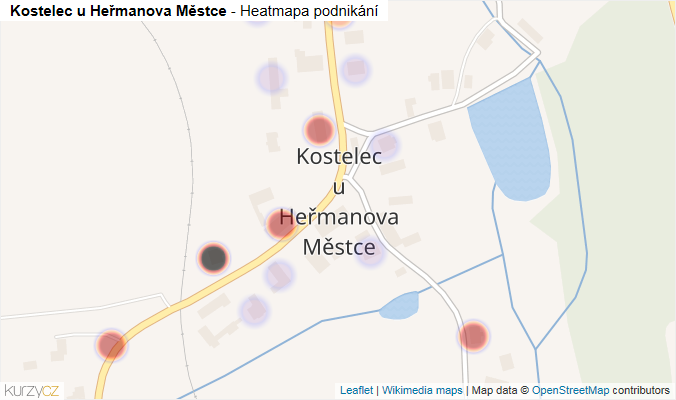 Mapa Kostelec u Heřmanova Městce - Firmy v části obce.