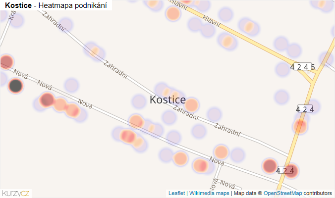 Mapa Kostice - Firmy v části obce.