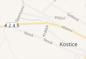 Krátká v obci Kostice - mapa ulice