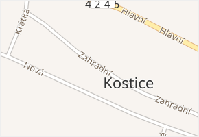 Zahradní v obci Kostice - mapa ulice