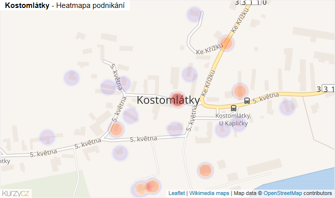 Mapa Kostomlátky - Firmy v části obce.