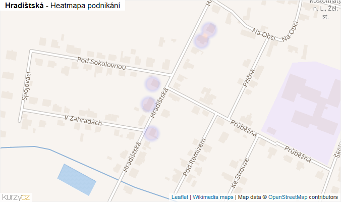 Mapa Hradištská - Firmy v ulici.
