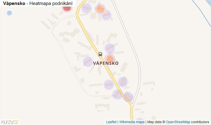 Mapa Vápensko - Firmy v části obce.