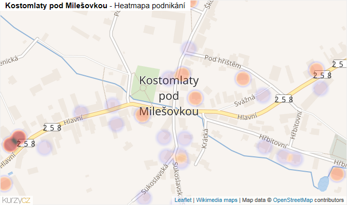Mapa Kostomlaty pod Milešovkou - Firmy v části obce.