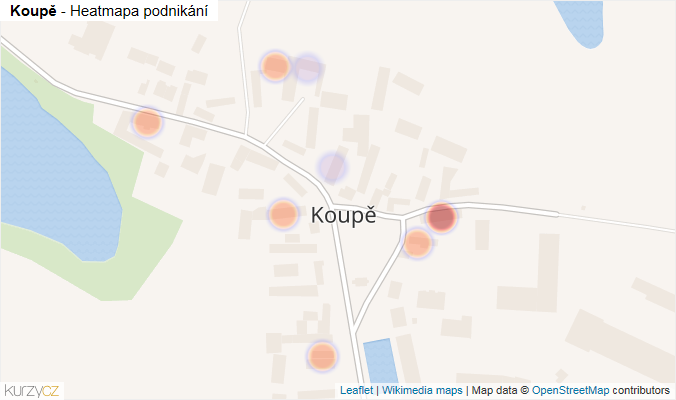 Mapa Koupě - Firmy v části obce.
