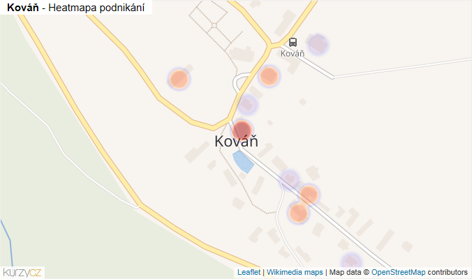 Mapa Kováň - Firmy v části obce.