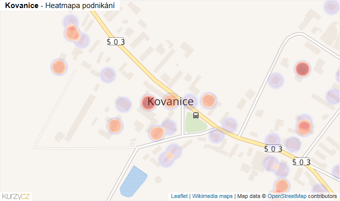 Mapa Kovanice - Firmy v části obce.