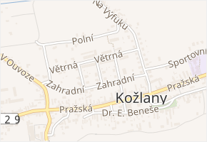 Růžová v obci Kožlany - mapa ulice