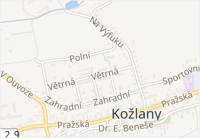 Větrná v obci Kožlany - mapa ulice
