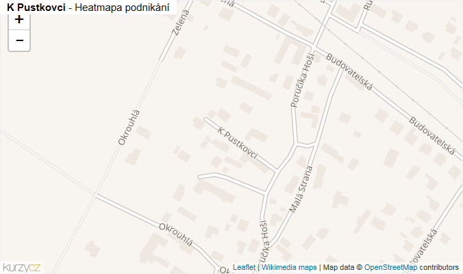 Mapa K Pustkovci - Firmy v ulici.