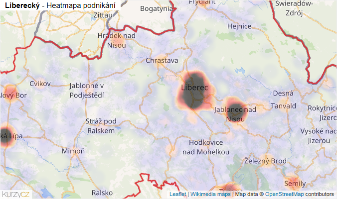 Mapa Liberecký - Firmy v kraji.