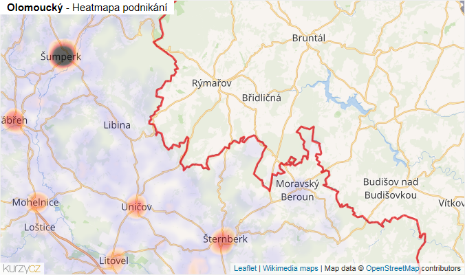 Mapa Olomoucký - Firmy v kraji.