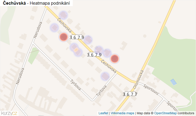 Mapa Čechůvská - Firmy v ulici.