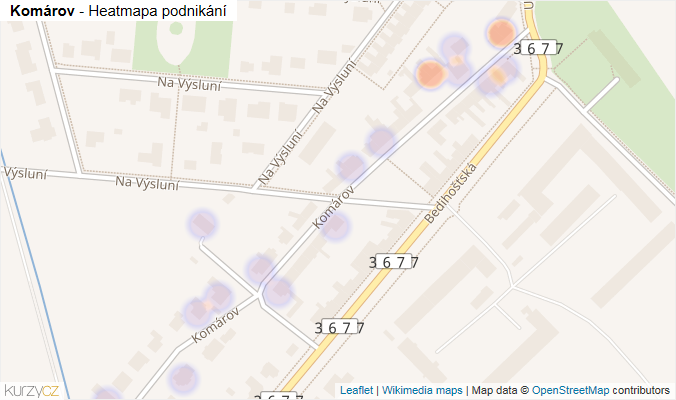Mapa Komárov - Firmy v ulici.