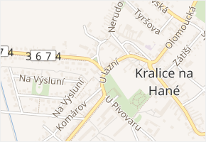 U lázní v obci Kralice na Hané - mapa ulice