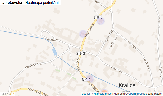 Mapa Jinošovská - Firmy v ulici.